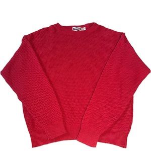 Vibrant Brick Red Longsleeve Crewneck Midweight Chunky Knit Oversized Sweater
